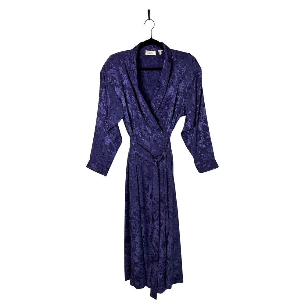 Vintage Victoria's Secret Gold Label Purple Paisley Satin Robe Small 80s 90s